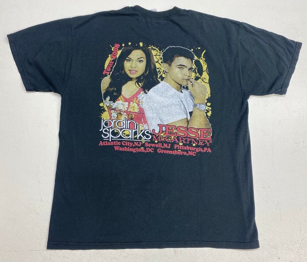 VTG Y2K Jerzees 2008 Jesse McCartney Jordin Sparks concert tour promo t-shirt L